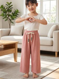 Summer New Childrens Wide Leg Trousers Icy Silk