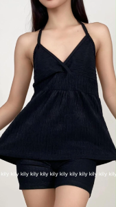 KILY.PH Backless Terno Coordinates Outfit with Halter Top and Shorts for Women 21A0042