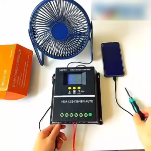 100A MPPT Solar Charge Controller 12V/24V/48V Auto Work LCD Display Solar Panel Regulator for Home Battery Charging Regulator Dual USB