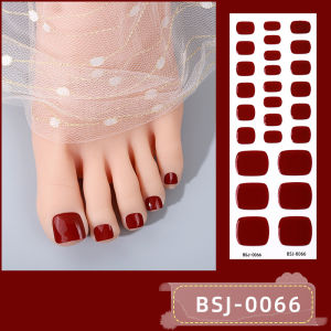 26Tips Summer Shiny Gel Foot Sticker Nail Sticker Waterproof Solid Color Scallion Powder UV Lamp Semi Baked Toe Nail Sticker