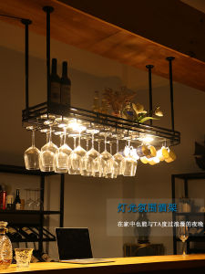 Creative Wine Glass Display Rack Hanging Bar Counter High Cup Holder Home Use Wine Bottle Stand Iron Material Handmade