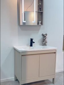Cream Aluminum Bathroom Sinks Cabinet Basin Set Bathroom Sink (Equipped with faucet and accessories)
