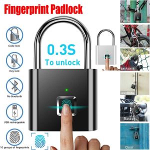 Fingerprint Lock USB Rechargeable Waterproof Smart Thumbprint Padlock Anti-theft Electric Mini Lock For Luggage Door