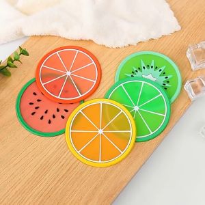 Miếng lót ly cốc silicon hình hoa quả tươi mát Chống Trượt(9cm) - Miếng lót ly trái cây dễ thương-HAUSE