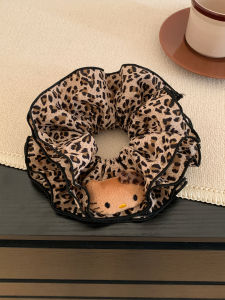 Black Leopard Print Kitty Cat Hair Ties Womens Large Bun Elastic Hair Bands Fashionable Hair Accessories for Autumn 2025