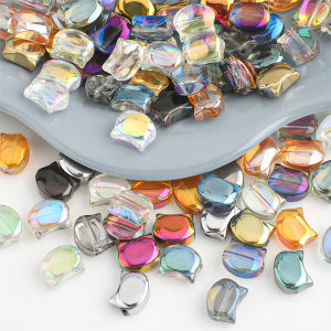 30 Hạt Cườm Thủy Tinh Pha Lê Hình Đầu Mèo Nhiều Màu Cầu Vồng 8x10MM Kiểu Czech Rời Dùng Làm Charm Trang Sức Tự Làm Làm Khuyên Tai