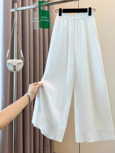 Quần Ống Rộng Cotton Lanh Thêu Họa Tiết Hoa Mùa Hè Cho Nữ Quần Dài Thường Ngày Quần Ống Rộng Quần Dài Đến Mắt Cá Chân