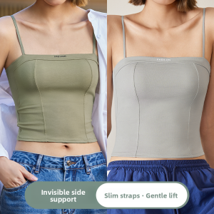 miiow | Black Womens Summer Thin Strap Vest With Chest Pad Inner Wear Cat Person Sweet Style Four Seasons Universal Solid Color Tank Top