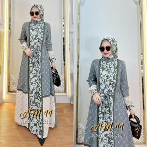 gamis modern set hijab gamis annemarie  motif simple produk amore by ruby edisi am11