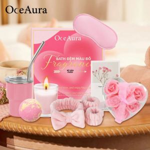 Bộ Sản Phẩm Tắm Oceaura Pink Gồm Bóng Tắm Băng Đô & Vòng Đeo Tay - Bộ Spa Tắm Thư Giãn Với Tác Dụng Làm Sạch Sâu Tẩy Tế Bào Chết Và Trị Liệu Hương Thơm