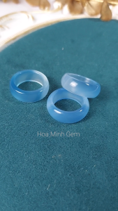 Nhẫn đá Mã Não xanh biển big size đường kính 19mm dày nhẫn 9 li nhẫn nam nhẫn nữ hợp mệnh Thủy Mộc | Hoa Minh Gem