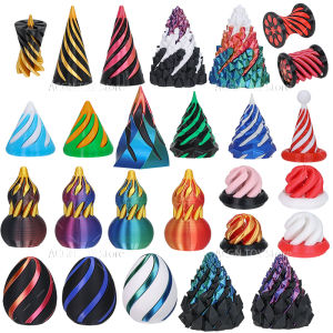 46 Styles 3D Printed Spiral Cone Impossible Pyramid Passthrough Fidget Toy Stress Relief Screw Toys Christmas Tree Desktop Decor
