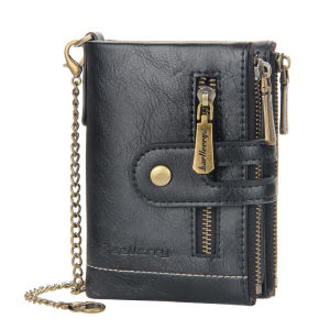 New Mens Short Soft Leather Wallet Large Capacity Zipper Multi-Card Slot Trendy Business Coin Purse Baellerry PU Material