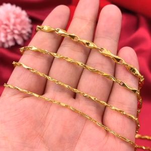 Gold emas 916 original bangkok necklace men and women models good luck Yuanbao plain chain accessories couple chain