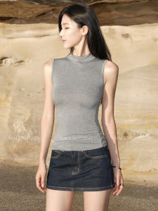 Semi-high Collar 3.0 Elastic Fitted Tank Top