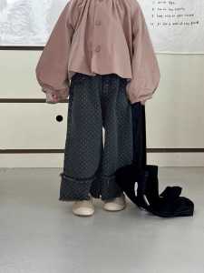 Girls Baby Spring Autumn Loose Fit Denim Wide Leg Pants Butterfly Knot Childrens Straight Leg Trousers Kids Fashion