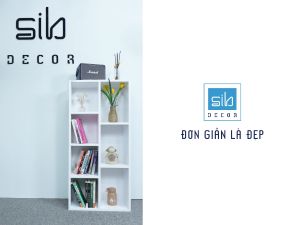 Kệ Sách Gỗ 7 Ngăn Có Hậu 105.8 x 50 x 24cm SIB Decor Cabinet KSG51
