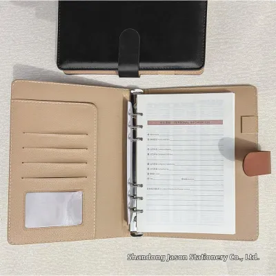 MUHUALAN | Customizable Leather Ring Binder Notebook With Card Holder