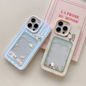 เคสโทรศัพท์ป้องกันการตกลายการ์ตูน3อิน1ช่องใส่การ์ดสำหรับ iPhone 16 15 14 13 12 11 Pro Max XS XR X 8 7 Plus + SE 2020เคสใส่โทรศัพท์น่ารักซิลิโคนขายดี