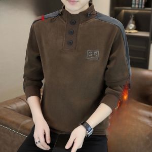 HENGYUANXIANG | Mens Thermal Long Sleeve T-Shirt Half High Collar Fleece Lined Mid Collar Inner Wear Sweatshirt Winter Warm Base Layer Shirt