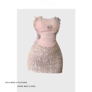 Váy Bodycon Không Tay Thời Trang Hela Plus Size Dành Cho Nữ Với Váy Ngắn Đính Sequin Chi Tiết Cho Mùa Xuân Và Mùa Hè