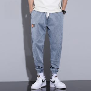 ROMON | Romon Mens Casual Pants Summer Thin Trendy Loose Cuffed Harem Sports Workwear Nine-Tenths Pants Youthful Vitality Style