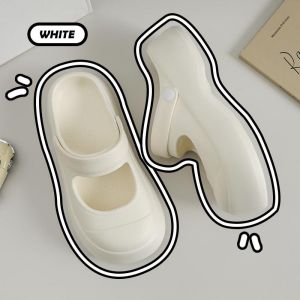 Anti-Slip Thick-Heeled Mary Jane Slippers for Women Fall Outdoor Wear Hole Design Comfortable Slip-On Home Slippers