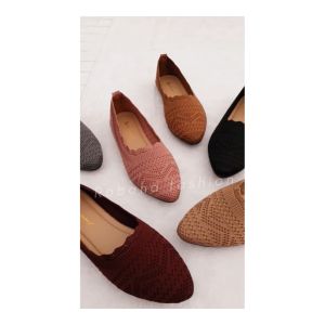 Sepatu Wanita Flat Shoes Rajut Import/Sandal Balet Slip-On Pesta Terbaru