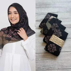 Jilbab Kerudung Hijab Segi Empat Premium Motif Luna Maya Hitam Terbaru 2024