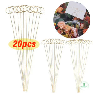 YESPERY คลิปกระเป๋าเก็บบัตรโลหะสีทอง20ชิ้น31ซม. คลิปหนีบโปสการ์ดรูปดอกไม้สีเค้กอุปกรณ์สำหรับห่อ