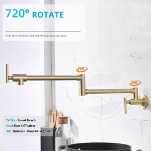 FIRTE stainless steel folding faucet gold brushed wall mounted kitchen sink tap single cold water double switch bathroom basin faucet