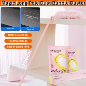 【Electrostatic adsorption】Magic Dust Bubble Duster Long Broom Feather Duster Portable Dust Remover