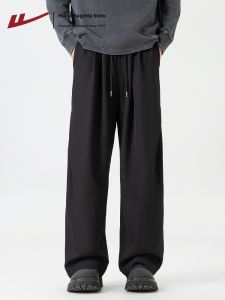 Warrior | American Style Black Drape Thin Fit Straight Leg Mens Trousers Spring Summer
