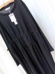 Loose Black Long Womens Dress Korean Style A-Line Skirt Slimming Concealing Large Size Waist-Cinching Anti-Aging Dress