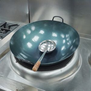 No Rivet Old Style Cured Iron Double Ear Wok Commercial Restaurant Special Fried Food Gas Stove Suitable Iron Chef Wok