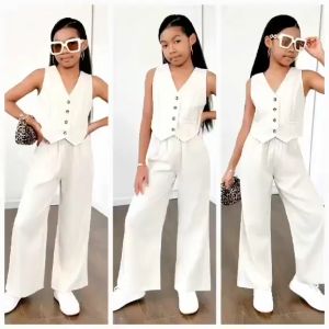 luna Best Seller Casual Sleeveless Vest  and Pants  for Girl  Teen-ager Tween Set Terno  - best seller - good quality - super kapal ng tela - trending  - 100 percent cotton - mall quality - Top pick  - madaling maubos - trending  - made of imported fabric
