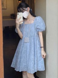 Delicate French Style Spring Summer New Fairy Skirt Dress Puffy Sleeve Princess Short Size Womens Clothing High Waist A-Line