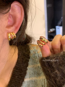 Cool Fashionable Womens French Style Three-Layer Wave Arc Earrings Alloy Plated Silver Gold Geometric Pattern New Arrival