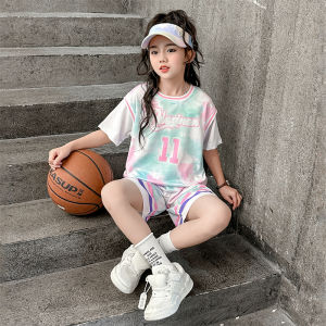 Girls Basketball Uniform Short Sleeve Sport Casual Quick Dry Training Clothes Summer Two Piece Set Childrens Exercise Wear