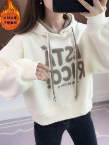 เสื้อสเวตเตอร์มีฮู้ดบุขนแกะสั้นสำหรับผู้หญิง ฤดูใบไม้ร่วง/ฤดูหนาว 2025 แฟชั่นใหม่ เสื้อคลุมกันหนาวแบบลำลอง แขนยาว ปกติ