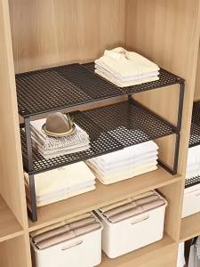 Retractable Metal Closet Storage Shelf Expandable Adjustable Organizer Rack Space Saving Stand For Wardrobe Cabinet Kitchen Home