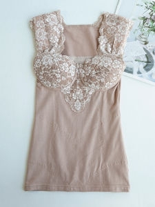 Thickened Shoulder Pad Bralette Waist Support Abdomen Control Pure Cotton Lace Flower Design Womens Underwear Tank Top