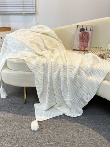 Nordic Style Knitted Blanket Shoulder Cover Woolen Naptime Office Couch Lightweight Breathable Air Conditioning Companion