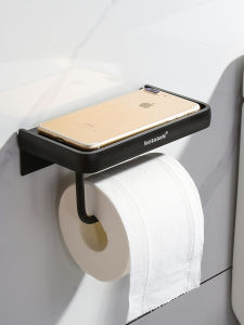 Bathroom Tissue Box Holder Wall Mounted Toilet Paper Rack No Drilling Required Storage Shelf Aluminum Alloy Oxidation Finish