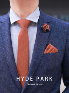 Hyde Park Wedding Ties Box Set Marriage Groomsmen Autumn Winter Pure Color British Orange Yellow Cotton Linen Bow Ties