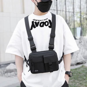 กระเป๋าคาดหน้าอกแฟชั่นสไตล์ฮ่องกงสุดเท่ เสื้อกั๊ก กระเป๋าเป้สะพายหลังยุทธวิธีอเนกประสงค์ อินเทรนด์ แบรนด์กิจกรรมกลางแจ้ง