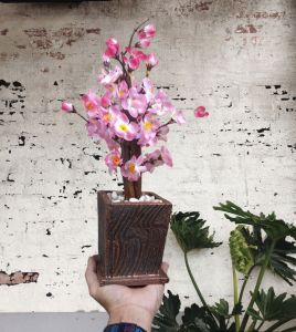Bunga Sakura Plastik Lengkap Dengan Pot Dan Batu Hiasan Tinggi 50Cm