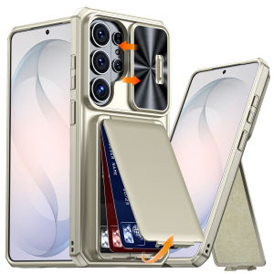 For Samsung Galaxy S26 Ultra Phone CaseCard Holder[RFID Blocking] & Slide Camera Cover & Heavy Duty Wallet Cover Case-Blue
