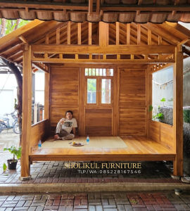 Saung Gazebo Pos Kompling 3m x 2m kayu jati lokal atap sirap kayu ulin