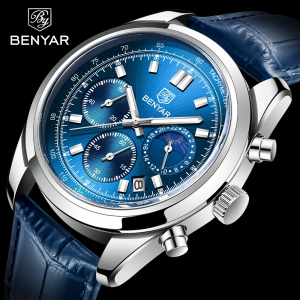 BENYAR Nam Thể Thao Chronograph Đồng Hồ Đeo Tay Thạch Anh Thép Không Gỉ Thợ Lặn 30ATM Da Chống Thấm Nước Quân Sự Đồng Hồ Dạ Quang Tay